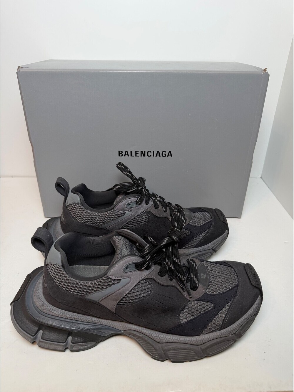 Balenciaga 3XL Black Grey Sneakers Mens Size 9/42 New